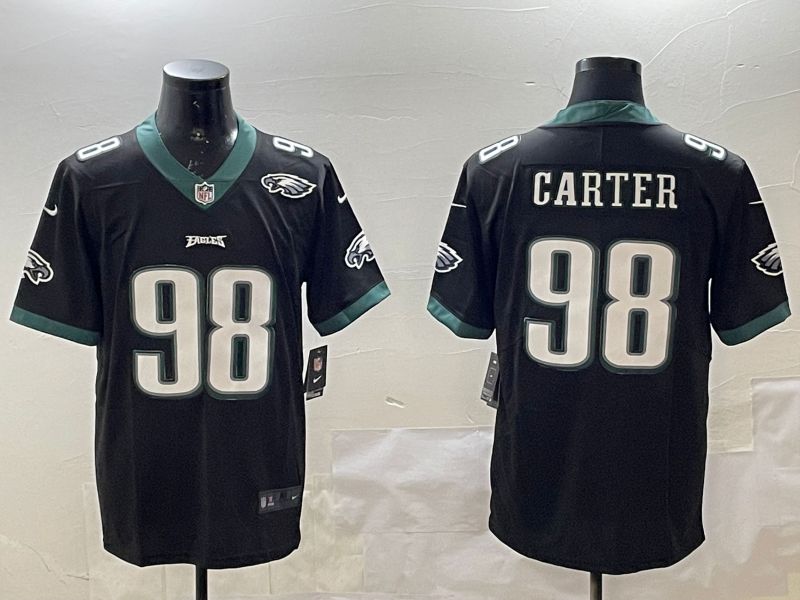Men Philadelphia Eagles #98 Carter Black Second generations 2025 Nike Vapor Limited NFL Jersey style 4